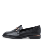 Mocasini negri cu accesoriu auriu Tamaris