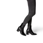Botine Tamaris din piele naturala cu toc gros negre - imagine 7